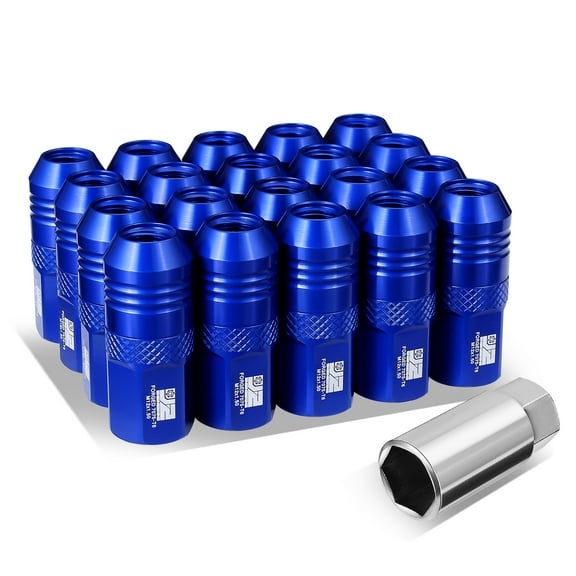 J2 Engineering 20Pcs Blue M12 x 1.5 Wheel Tire Lug Nuts Open End Aluminum Replacement with Adapter J2-LN-T7-040-15-BL