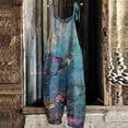 thumbnail image 4 of Spring Summer Plus Size Boho Overalls for Women 2026 Hippie Cloth Floral Printed Jumpsuits Spaghetti Strap Rompers Sky Blue L, 4 of 4
