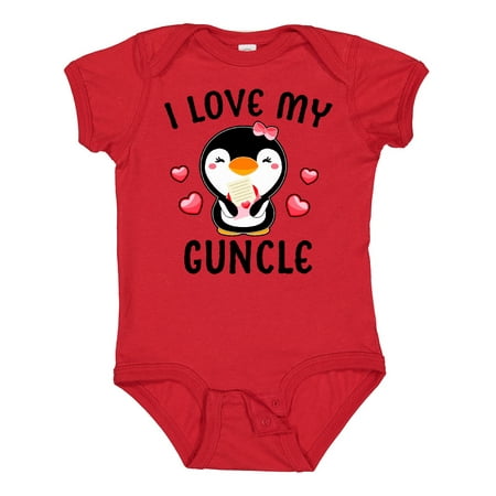 

Inktastic I Love My Guncle with Cute Penguin and Hearts Gift Baby Girl Bodysuit