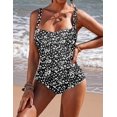 thumbnail image 2 of Ekouaer Women's One Piece Swimsuit Ruched Tummy Control Bathing Suits Vintage Retro Push Up Swimwear, 2 of 6