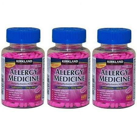 3 PACK | KS Allergy Medicine Diphenhydramine HCI 25 Mg 600 Tablets (Pack of 3)