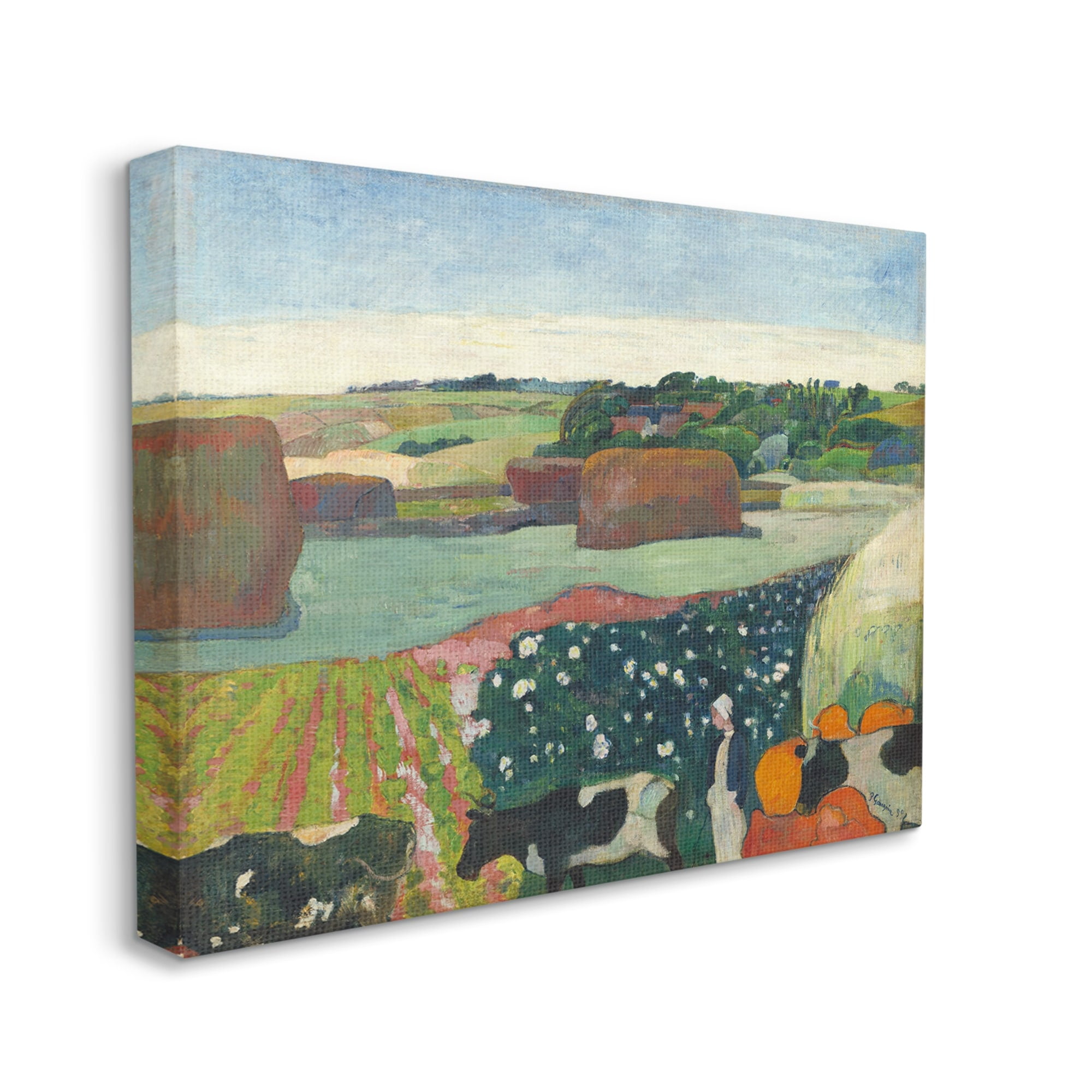 Stupell Haystacks In Brittany Gauguin Classic Landscape Painting Gallery Wrapped Canvas Print Wall Art