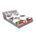 thumbnail image 2 of Ambesonne Cartoon Fitted Sheet & Pillow Sham Set, Motorcycle Hippie, Queen, Black Yellow, 2 of 2