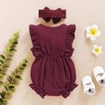 thumbnail image 3 of KATEA Toddler Baby Girl Ruffled Sleeveless Romper Casual Summer Jumpsuit Cotton Linen Clothes, 3 of 4