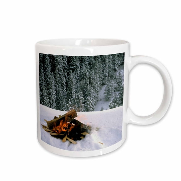 3drose, Camping in Winter Snow - Li06 Dfr0013 - David R. Frazier, 11oz Mug