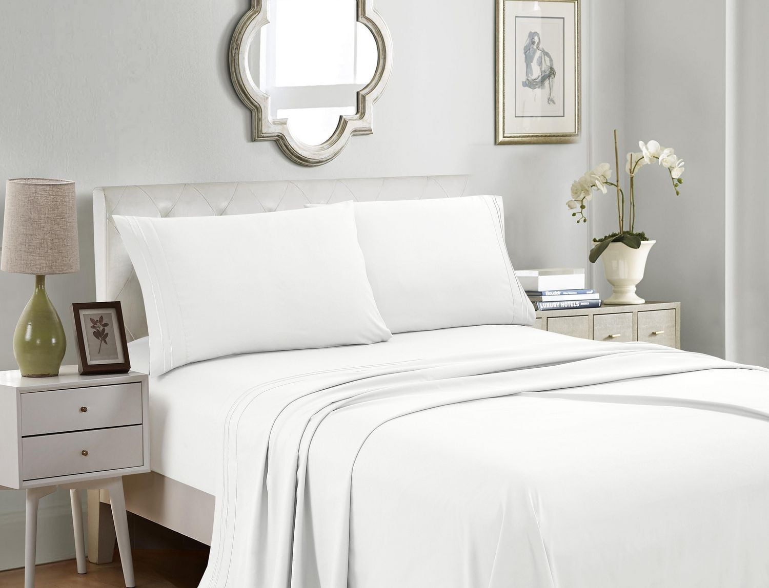 Ensemble de draps en microfibre solide 4 pièces