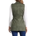 thumbnail image 3 of INSPIRE CHIC Women's Lapel Single Breasted Tie Belt Smart Casual Sleeveless Suede Vest S Army Green, 3 of 5