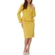 thumbnail image 2 of Conjuntos de trajes para mujeres INSPIRE CHIC, atuendos de negocios, blazer peplum sin cuello, falda lápiz formal, conjunto de 2 piezas, L amarillo, 2 of 6
