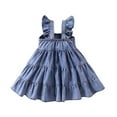 thumbnail image 3 of Girl Dresses Ruffled Sleeve A-Line Tiered Swing Casual Light Blue Dresses For Girls Toddler Birthday Dress Girls Fancy Dress, 3 of 9