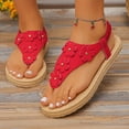 thumbnail image 3 of Miluxas Sandals Women Flat Shoes: Dressy Summer Bohemian Flats Shoes for Women Sandals Comfortable Ankle Strap Outdoor Walking Red 6(37), 3 of 8