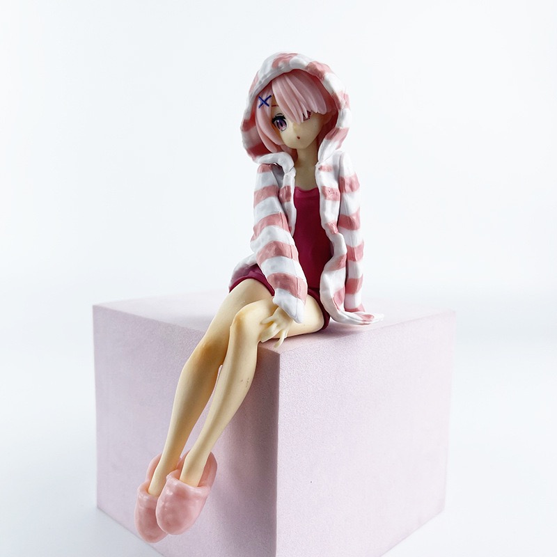 New Re Zero Starting Life in Another World Ram sweater (pink Ver) Character Anime Model Statue Action Figures Desktop Ornament Popular Decorations Fan Souvenirs Creative Gift Collectable