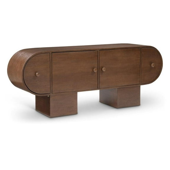 Maklaine Contemporary Rich Brown Oak Veneer Sideboard/Buffet
