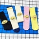 thumbnail image 5 of Calcetines de moda para hombre y mujer con tacón sonriente, gruesos, estilo japonés, con herramientas de colores divididos y rayas, 5 of 6