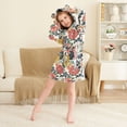 thumbnail image 3 of FORMRS Niños Bathrobe Unisex Hooded Robe Soft Plush Pajamas Sleepwear, Size 10-12T, Red Flowers Pattern, 3 of 7
