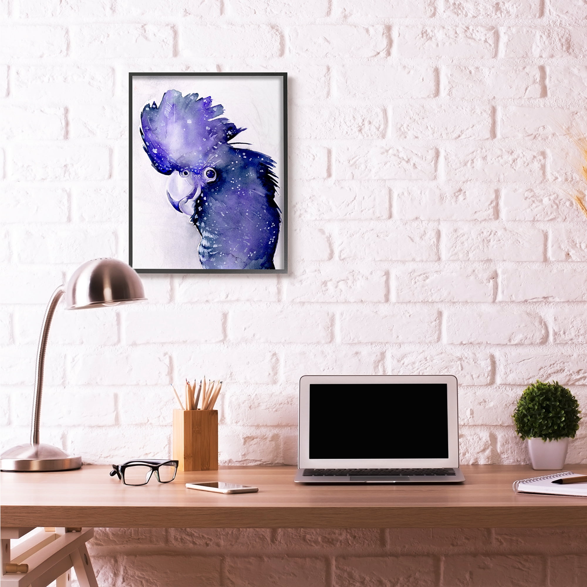 Stupell Industries Space Bird Watercolor Purple Animal Painting Framed Wall Art by Jennifer Paxton Parker