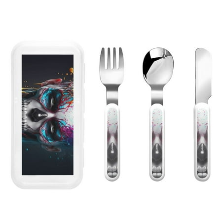 

Daiia Modern Abstract Colorful Skull for Stainless Steel Kids Silverware Set - Children’s Utensil Set - Children s Knife Fork And Spoon Set - Metal Kids Cutlery Set