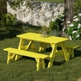 thumbnail image 2 of Wildridge Heritage 72 in. Picnic Table with Detached Benches, Lemon Yellow - Outdoor Weather Resistant HDPE Picnic Table for Patio, Porch, Deck, Lawn, 2 of 4