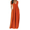 thumbnail image 1 of BJYX Maxi Robe Femmes Été Casual V-Cou Solide Longue Robe de Mode Poches Manches Courtes Femme en Vrac Plus la Robe de Taille, 1 of 3