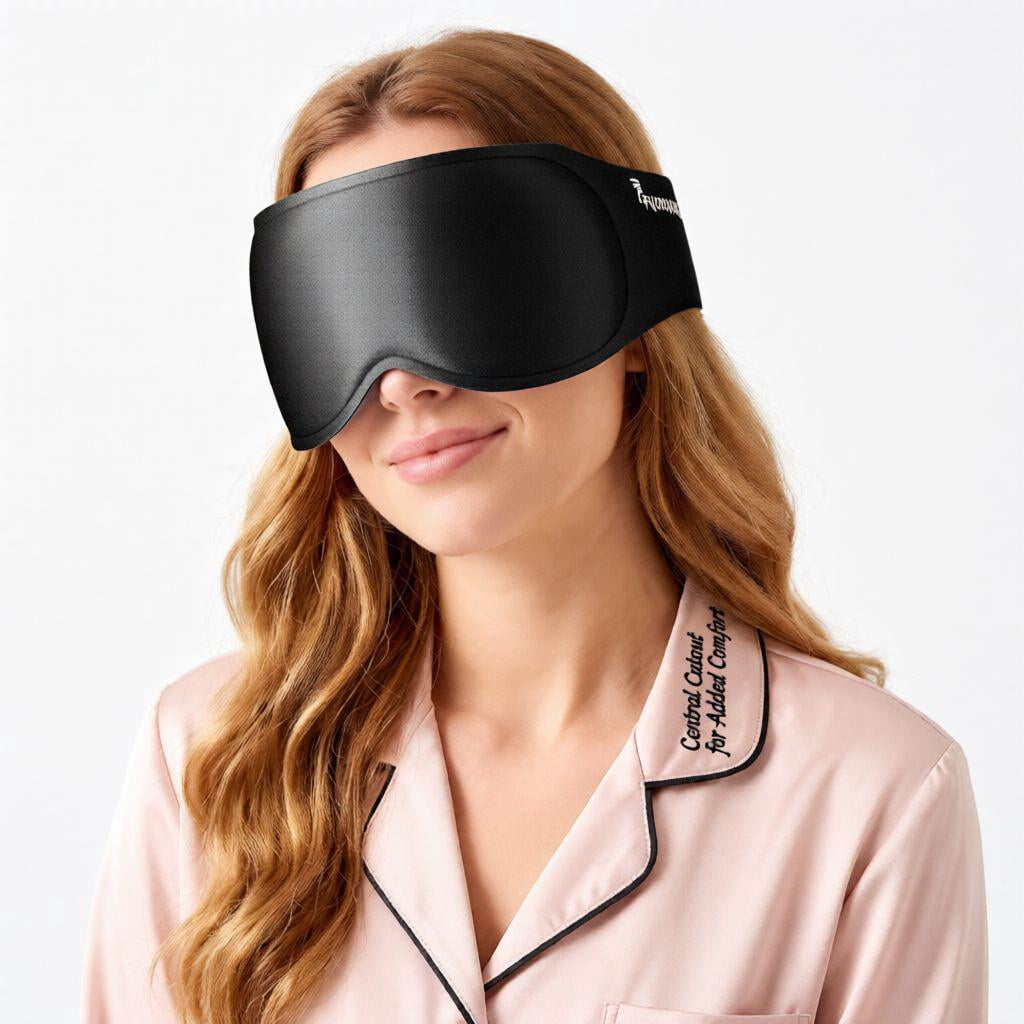 FACEMOON 3D Contoured Blackout Sleep Mask Weighted for Men and Women Peaceful Night's Sleep Soft Memory Foam Zero Eye Pressure Work From Home Black