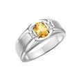 thumbnail image 6 of RYLOS Men's Rings Sterling Silver Classic 7X5MM Oval Gemstone & Diamond Ring Citrine November Birthstone Rings For Men, Silver Rings, Size 13, 6 of 7