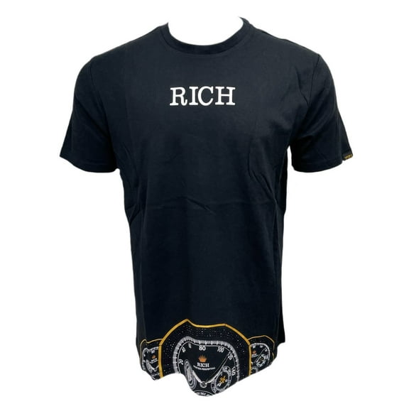 YRN Men's Cotton Printed Rhinestone T-Shirt, Black, XL