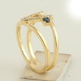 thumbnail image 3 of KIRAN FINE JEWEL Round Blue Sapphire CZ Diamond Alphabet Statement Ring Yellow Gold Plated 925 Silver Gemstone Statement Jewelry Gift For Her, 3 of 5