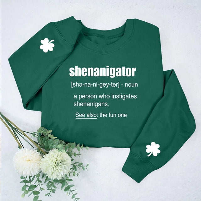 Sweat à Capuche Imprimé pour la Saint-Patrick, Col Rond, Manches Longues