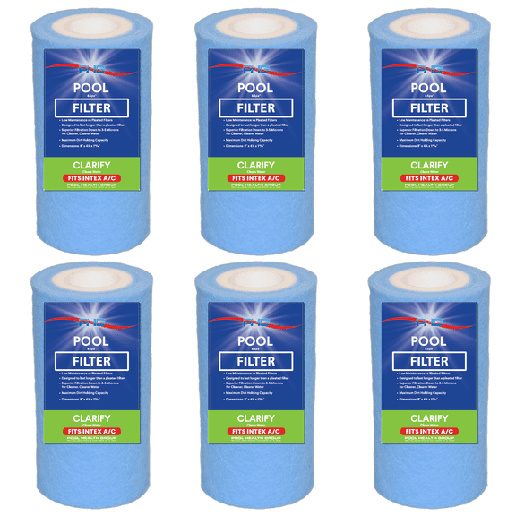 New Longer Lasting A or C Meltblown Pool Filter Replacement Compatible with Intex 29000E/59900E Easy Set, Summer Escapes, Summer Waves Inflatable Swimming Pool, A/C Pack of 6