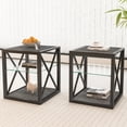 thumbnail image 5 of Tcbosik 3-Tier Side Tables with Storage Set of 2, Square End Table with Glass Shelf, 17.7" Modern Nightstand for Small Space, Living Room, Bedroom, Rustic Wood Color, 5 of 9