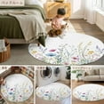 thumbnail image 6 of Pink Blue Floral 6ft Round Rug, Farmhouse Garden Flowers Botanical Non-Skid Rubber Backing Large Area Rugs - Living Room Bedroom Home Office, Indoor Floor Mat Carpets Washable Rug, 6 of 9