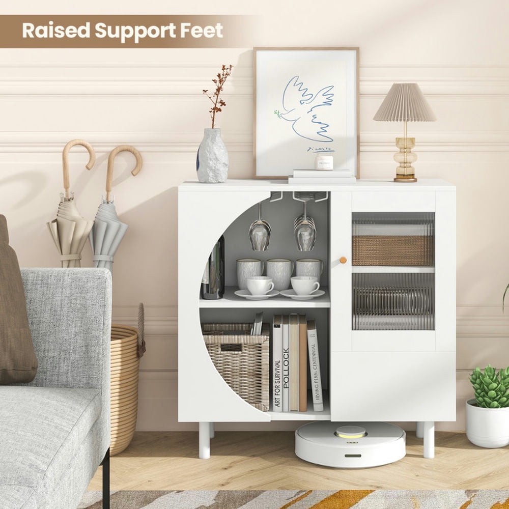 Finihen Kitchen Storage Cabinet, Buffet Sideboard, Kitchen Sideboard with Glasses Holder, for Living Room, Dining Room, Kitchen, White Finihen Kitchen Storage Cabinet, Buffet Sideboard, Kitchen Sideboard with Glasses Holder, for Living Room, Dining Room, Kitchen, White