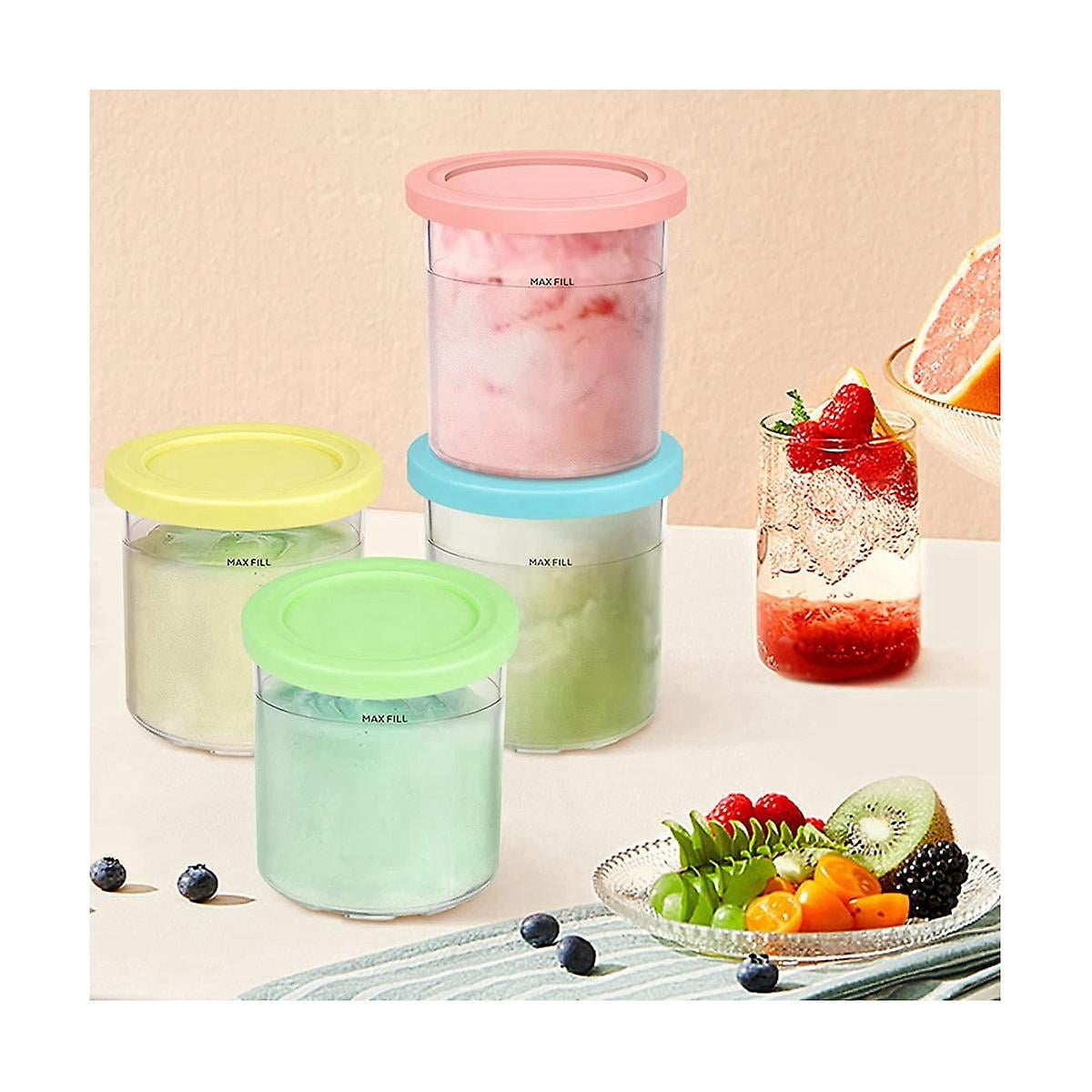 4 pack 16oz Replacement Pints with Lids for Ninja Creami NC300 NC301 NC299AMZ Ice Cream Maker
