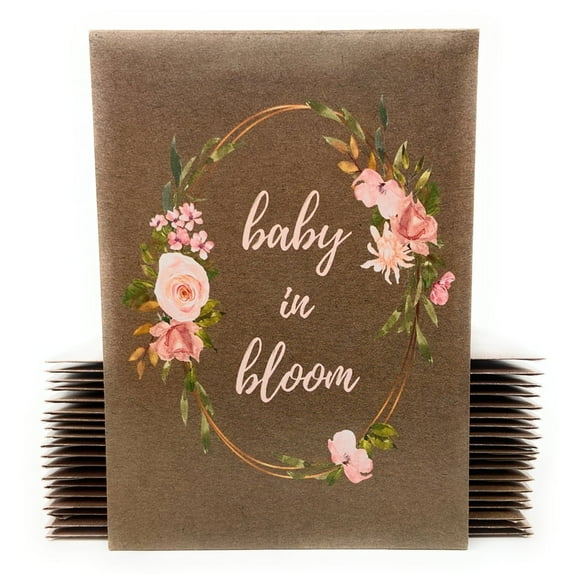 Baby Shower Party Favors for Guests - Baby in Bloom Seed Packets - Pink Floral Accents and Greenery - Already Filled - Pack of 20