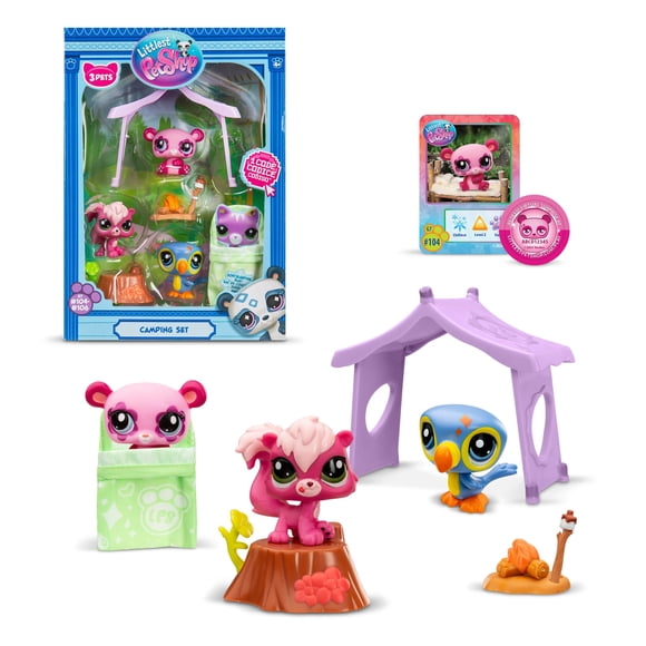 Set de Camping con 3 Figuras de Animales Littlest Pet Shop BF00574