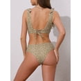 thumbnail image 3 of DARING DIVA Women's 2 Piece Ruffle Trim V Neck Leopard Bikini Set L Leopard Brown, 3 of 6