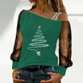 thumbnail image 2 of Funny christmas shirts Off Shoulder long sleeve shirts for women Elegant Lace Blouse Casual Loose Fit Top For Daily Wear Comfortable Stretch Soft Fabric Fashion Basic Tee, 2 of 4