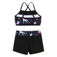 thumbnail image 4 of Linjinx Girls 2pcs Dance Outfit Sequins Mermaid Scales Printed Gym Athletic Set Swimwear Bathing Suit Dark Night Black 10, 4 of 9