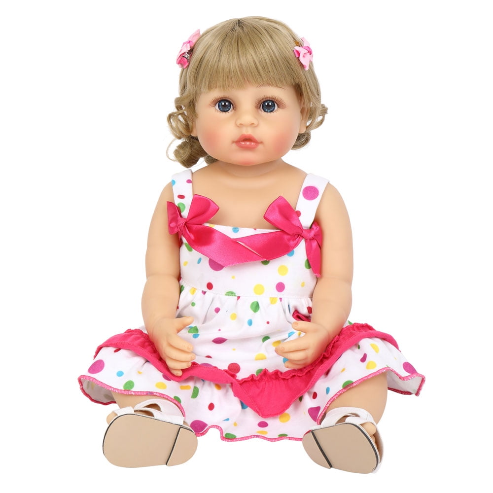 22" Simulation Baby Doll Girl Pink Lace Skirt Children Christmas Toy Gifts 