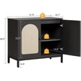 thumbnail image 2 of Rattan Sideboard Buffet Cabinet, Kitchen Storage Cabinet with Rattan Doors and Adjustable Shelves, Boho Accent Liquor Coffee Buffet for Living Dining Room Hallway, Black, 2 of 7
