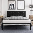 thumbnail image 2 of Amolife Queen Size Metal Bed Frame with Faux Leather Upholstered Headboard, Black, 2 of 8