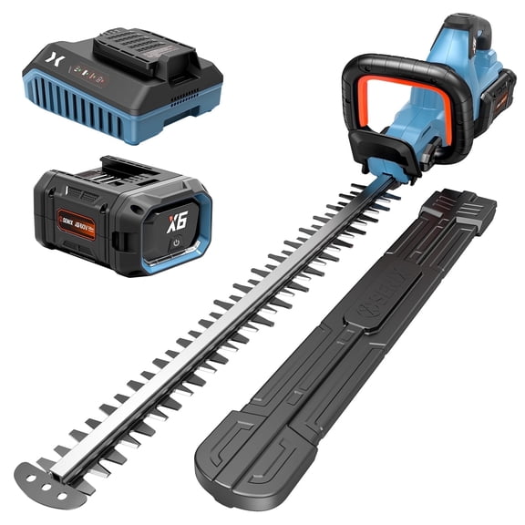 SENIX X6 60 Volt Max* 26-inch Cordless Brushless Hedge Trimmer with 3Ah Battery & Charger Included, Rotating Head, Dual-Action Blades, 1-1/4" Cutting Capacity HTX6-M1