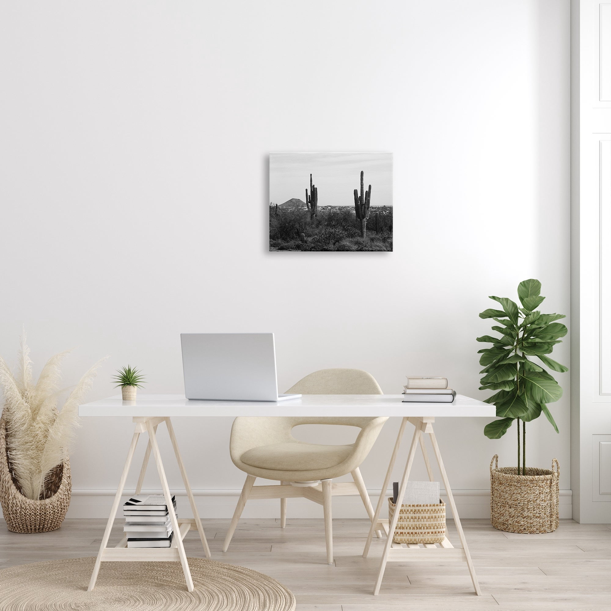 Stupell Industries Desert Cactus Arid Vegetation Monochrome Nature Photography Photograph Gallery Wrapped Canvas Print Wall Art, Design by Graffitee Studios