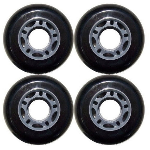 Black Blank 72mm 82A Inline Outdoor Skate Wheels, Durable High Performance Wheels, 4 Pack