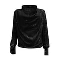 thumbnail image 5 of TSADFHJI Hauts pour Femmes Élégants Rouges Décontractés Amples Tempérament Col en V Profond Plissé Sequins Manches Longues Chandail Chemise L Noir, 5 of 5
