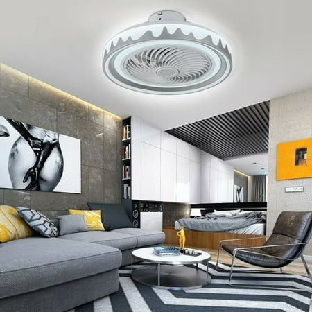 

20 Acrylic Ceiling Fan Light LED Dimmable Chandelier Fan W/Remote Control Gray