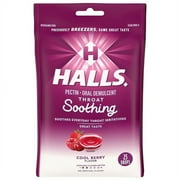 Case of 48, Halls Breezers, Pectin Throat Drops Cool Berry, 25 Drops