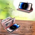 thumbnail image 6 of For Samsung Galaxy S26 Ultra 5G Wallet Phone Case With 9 Card Holder Zipper Pocket, Magnetic Closure Premium PU Leather Flip Case With Wrist Strap,Rose gold,For Galaxy S26 Ultra 5G, 6 of 10