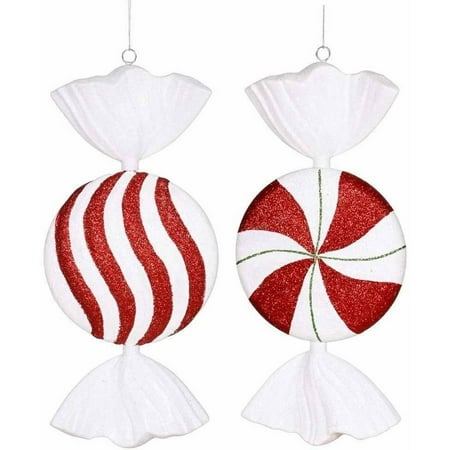 Vickerman 37 Flat Peppermint Candy Christmas Ornament Red White