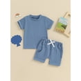thumbnail image 2 of Bagilaanoe 2pcs Toddler Baby Boy Shorts Set Short Sleeve T Shirt Tops + Shorts 6M 12M 18M 24M 3T Kids Casual Summer Clothes, 2 of 7
