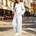thumbnail image 2 of Husipze 2 Piece Sweatsuit for Girls Fleece Zip Relaxed Fit Hoodie Sweatshirt Oversized Wide Leg Elastic Waist Sweatpants Outfits White 11-12 Years, 2 of 9